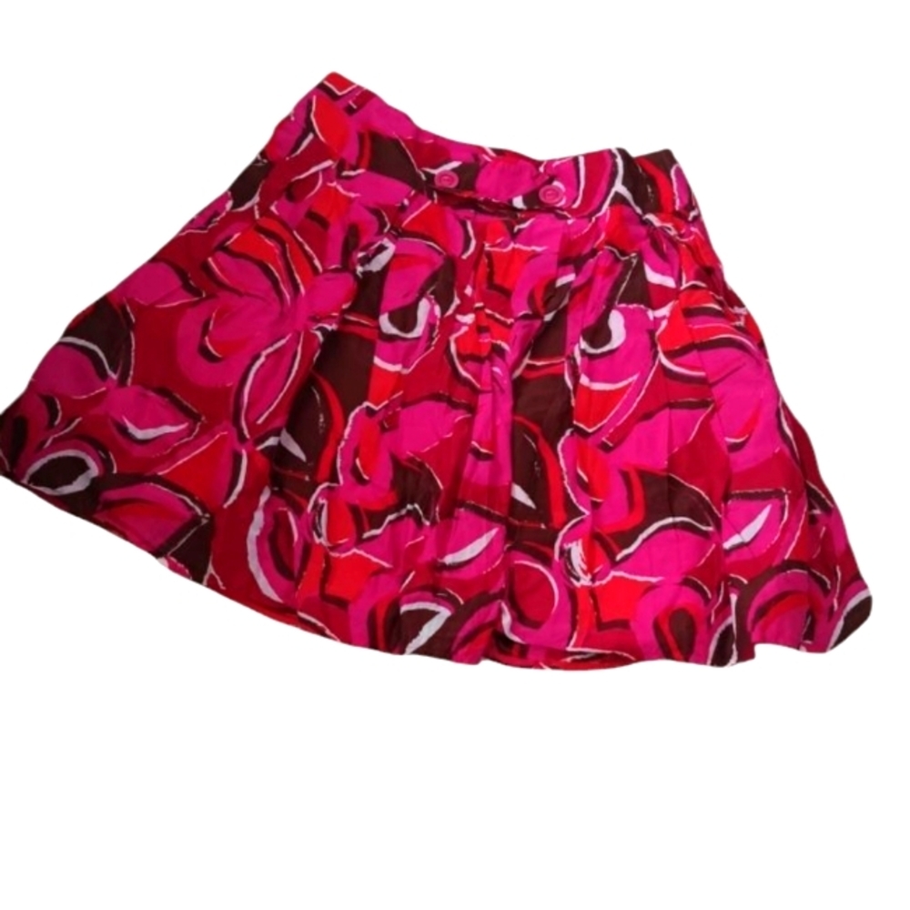 New Direction Vibrant Pink and Brown Womens Skirt side Zip SZ L